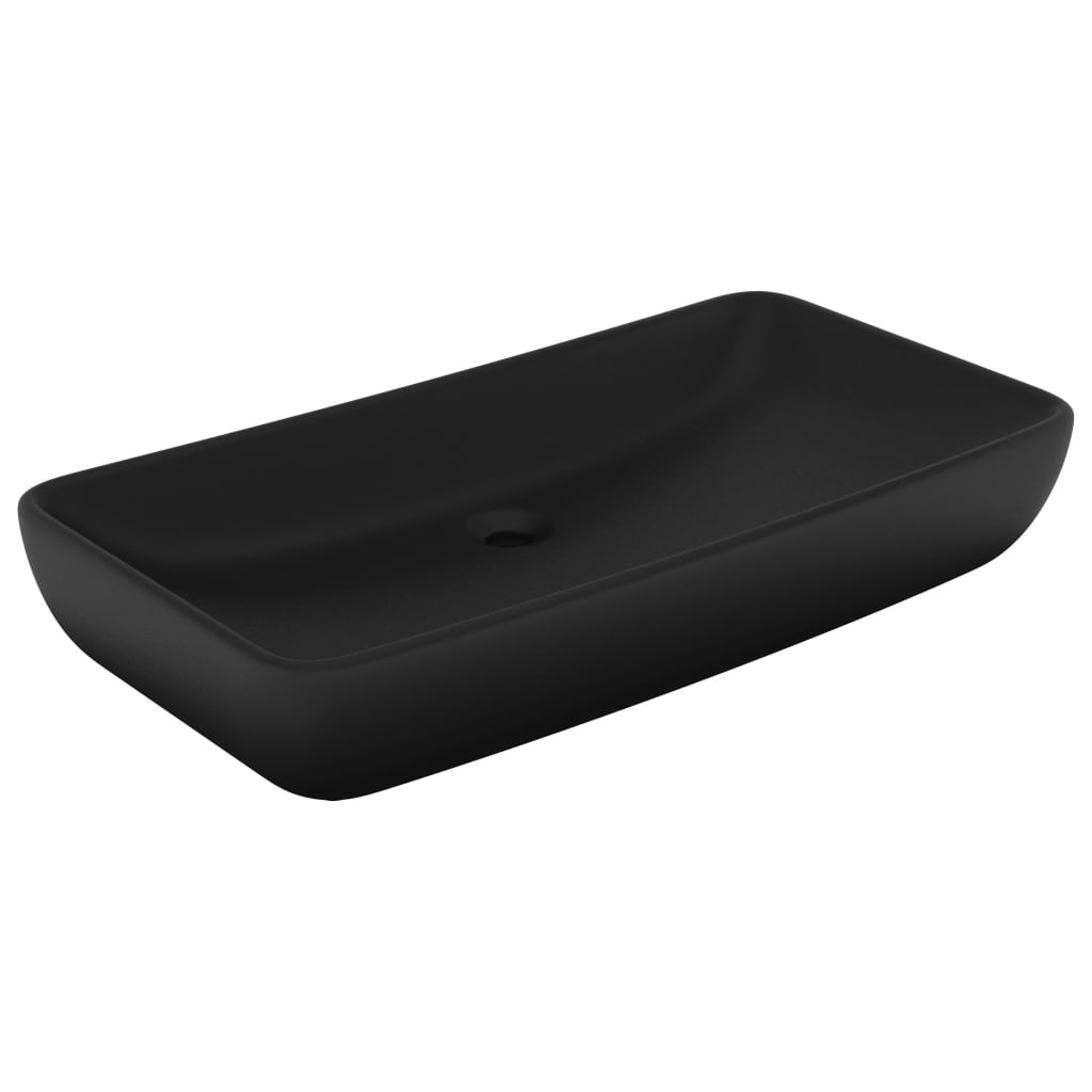 Luxury rectangular sink, matte black, 71x38 cm, ceramic