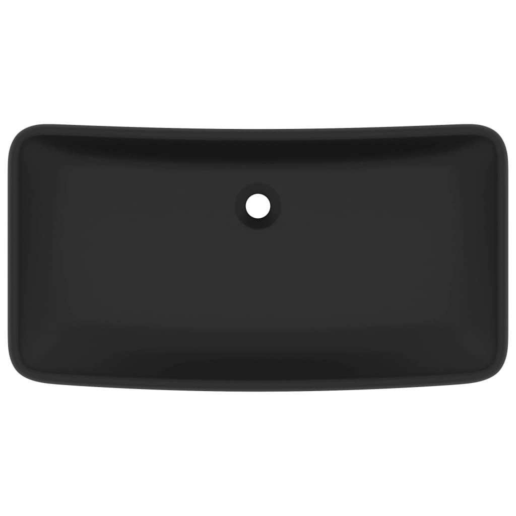 Luxury rectangular sink, matte black, 71x38 cm, ceramic