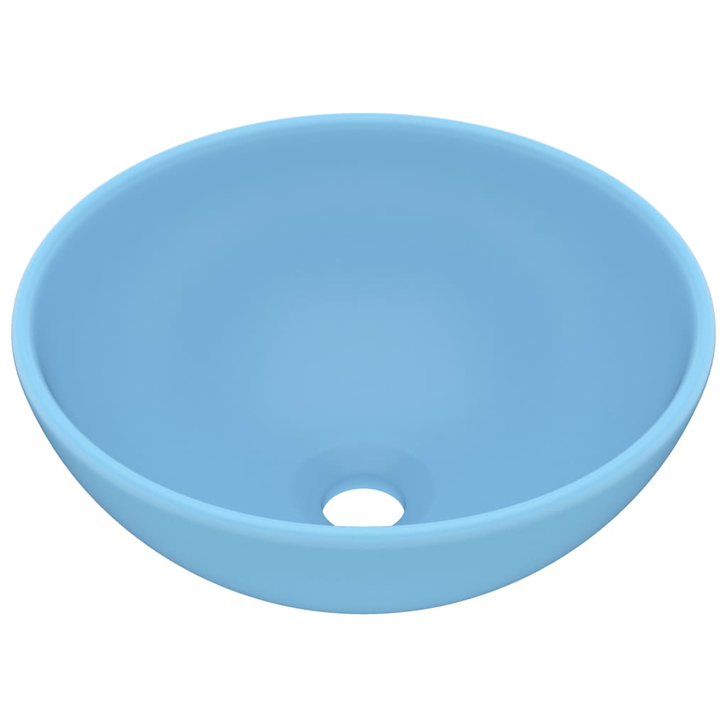 Luxury bathroom sink matte blue 32.5x14 cm ceramic round