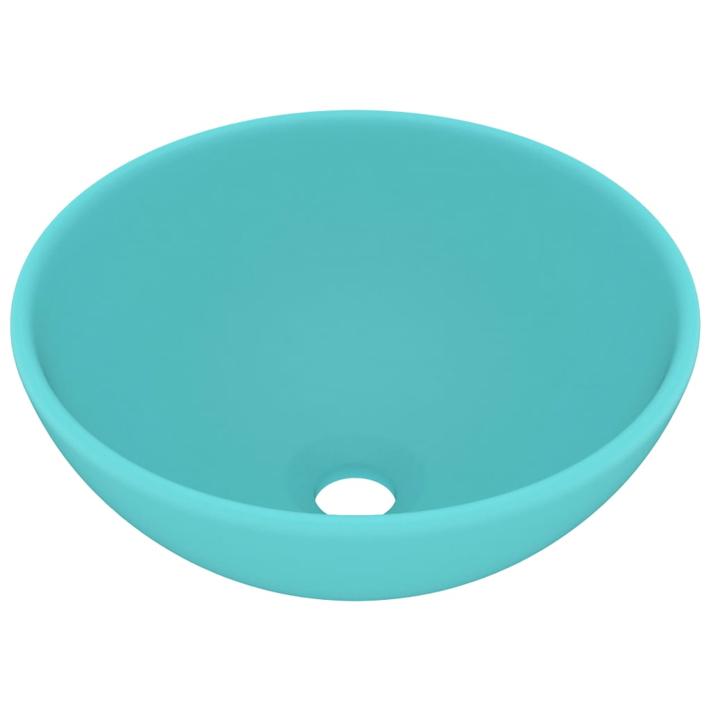 Chiuvetă baie lux verde deschis mat 32,5x14 cm ceramică rotund