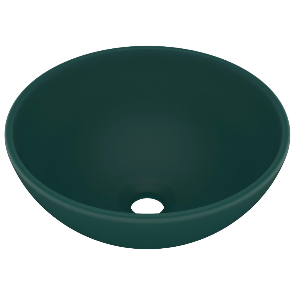 Luxury bathroom sink dark green matte 32.5x14 cm ceramic round