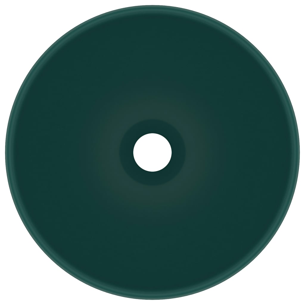 Luxury bathroom sink dark green matte 32.5x14 cm ceramic round