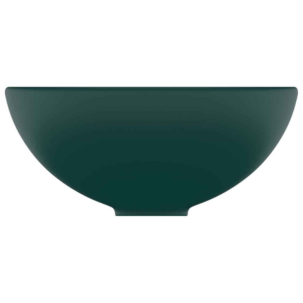 Luxury bathroom sink dark green matte 32.5x14 cm ceramic round