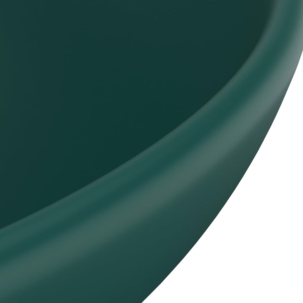 Luxury bathroom sink dark green matte 32.5x14 cm ceramic round