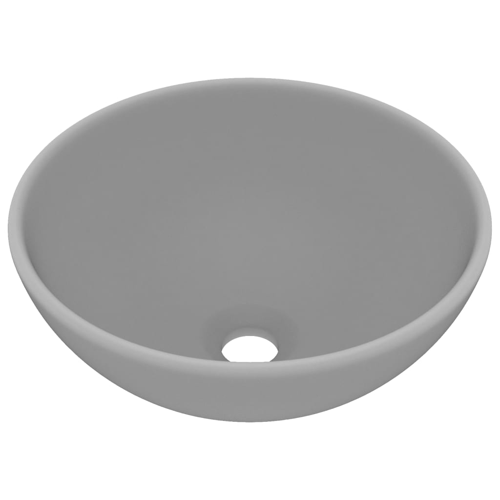 Luxury bathroom sink, light gray matt, 32.5x14cm, ceramic, round