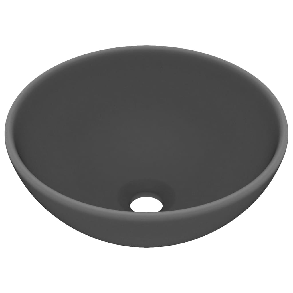 Luxury bathroom sink, dark grey matt, 32.5x14 cm, ceramic, round