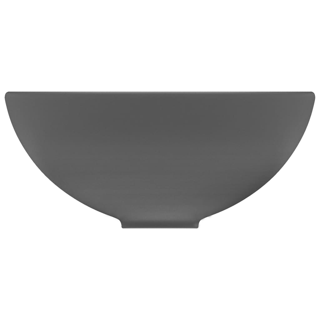 Luxury bathroom sink, dark grey matt, 32.5x14 cm, ceramic, round