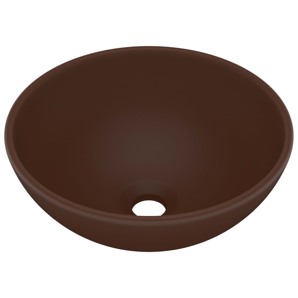 Luxury bathroom sink dark brown matte 32.5x14 cm ceramic round