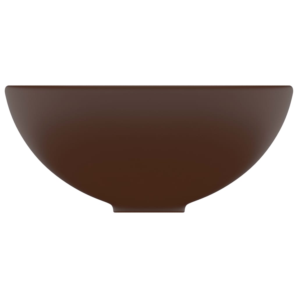 Luxury bathroom sink dark brown matte 32.5x14 cm ceramic round