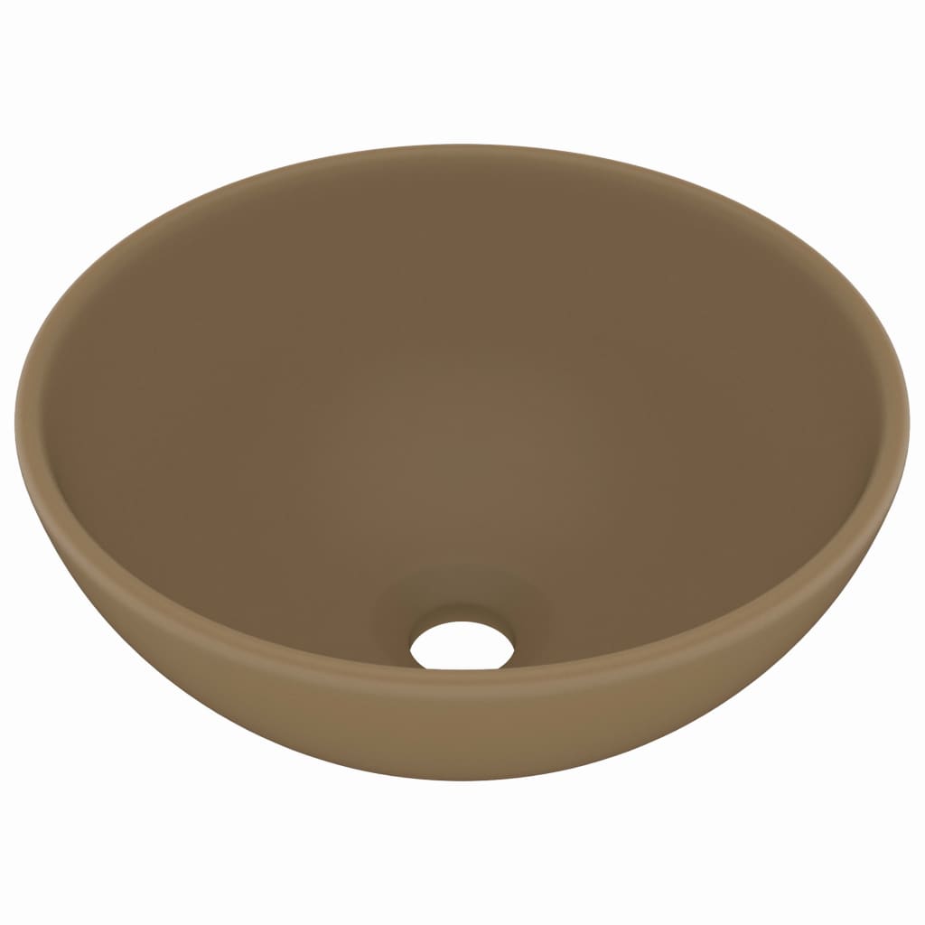 Luxury bathroom sink, matte cream, 32.5x14 cm, ceramic, round