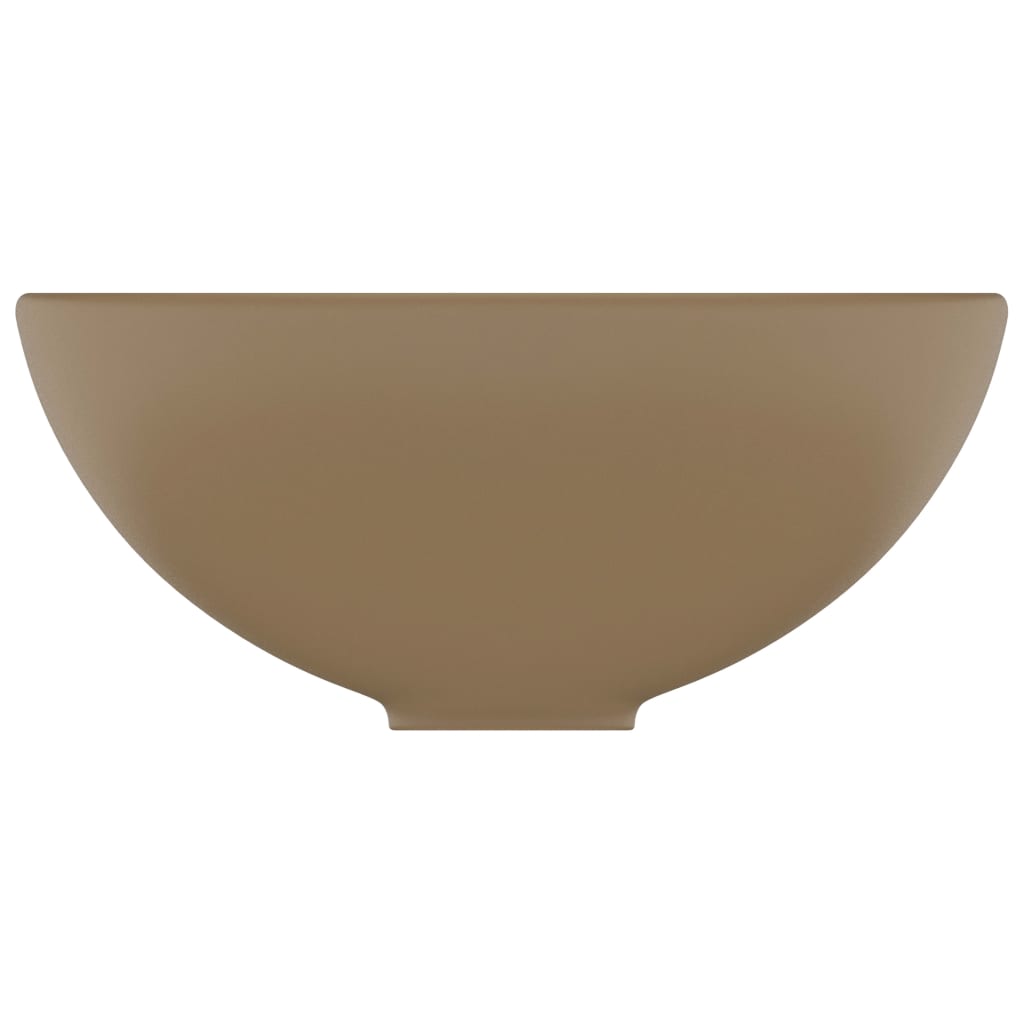 Luxury bathroom sink, matte cream, 32.5x14 cm, ceramic, round