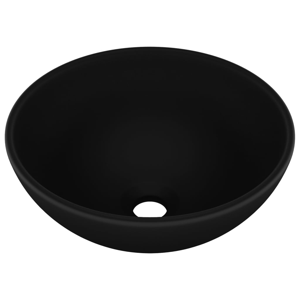 Luxury bathroom sink, matte black, 32.5x14 cm, ceramic, round