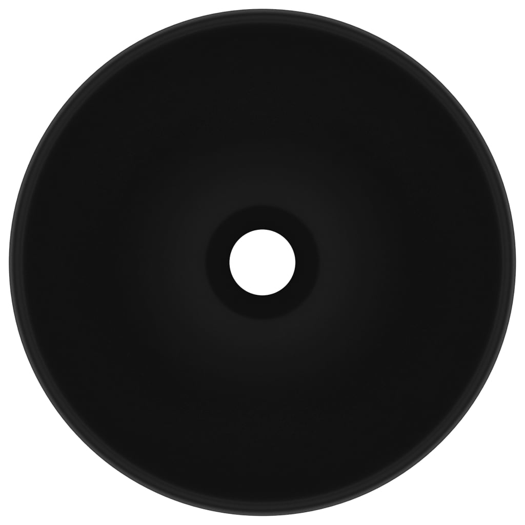 Luxury bathroom sink, matte black, 32.5x14 cm, ceramic, round