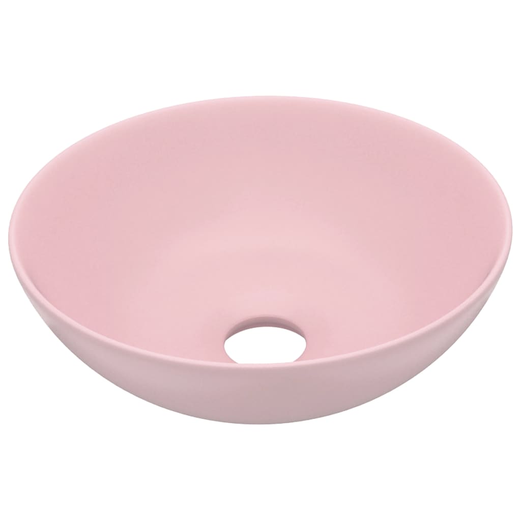 Bathroom sink, matte pink, ceramic, round