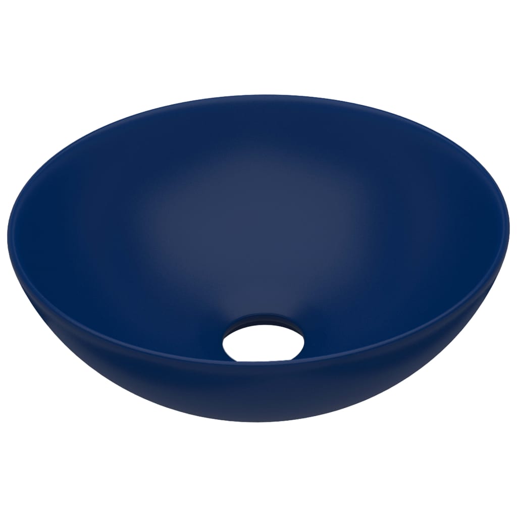 Bathroom sink, dark blue, ceramic, round