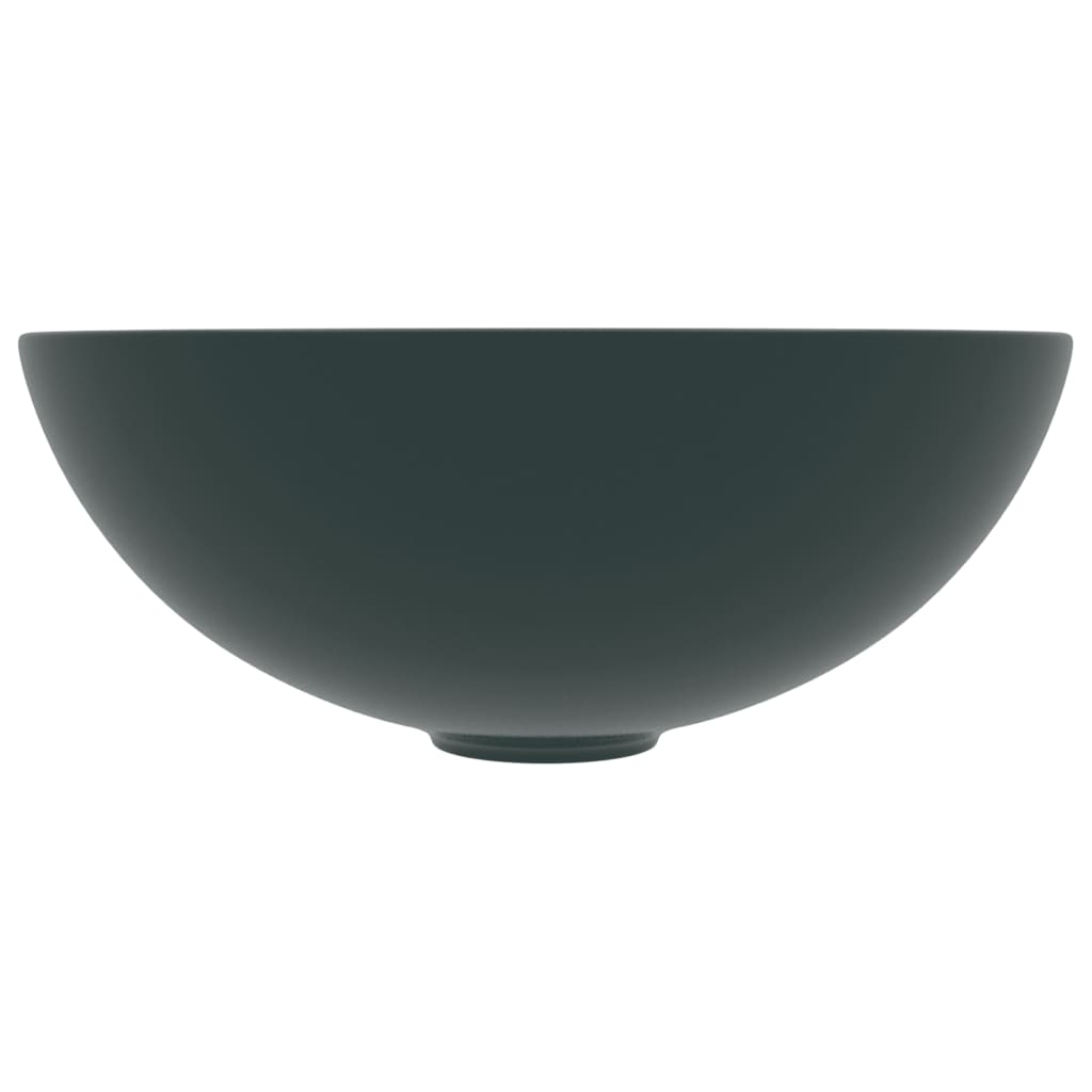 Bathroom sink, dark green, ceramic, round