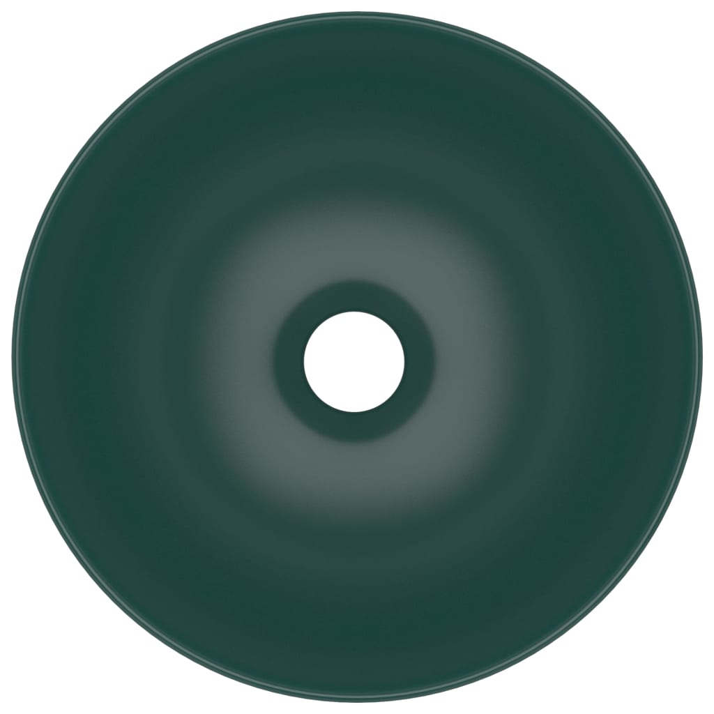 Bathroom sink, dark green, ceramic, round