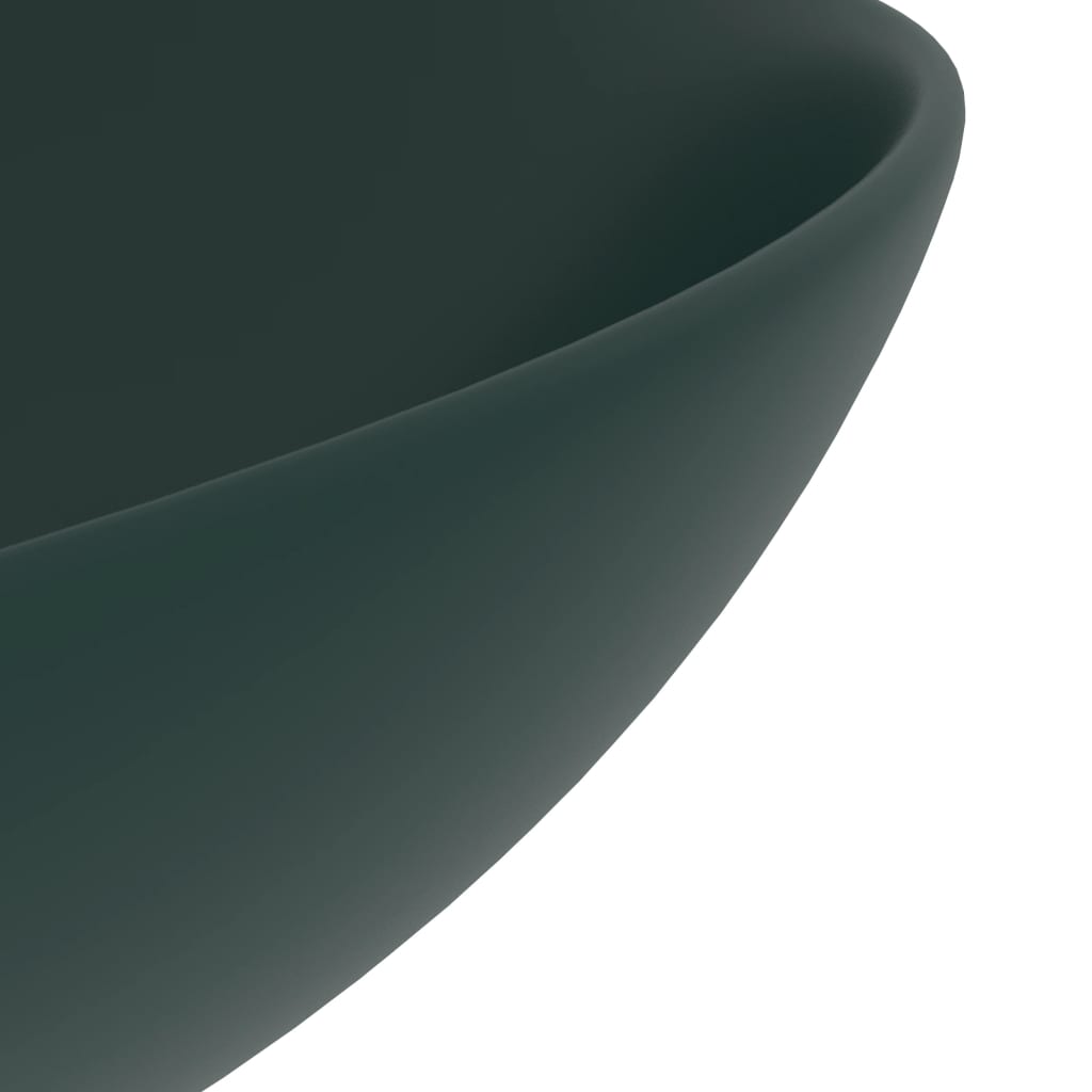 Bathroom sink, dark green, ceramic, round