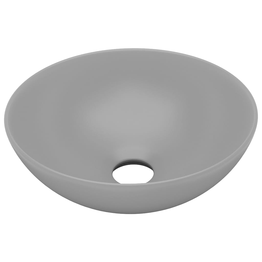 Bathroom sink, light gray, ceramic, round