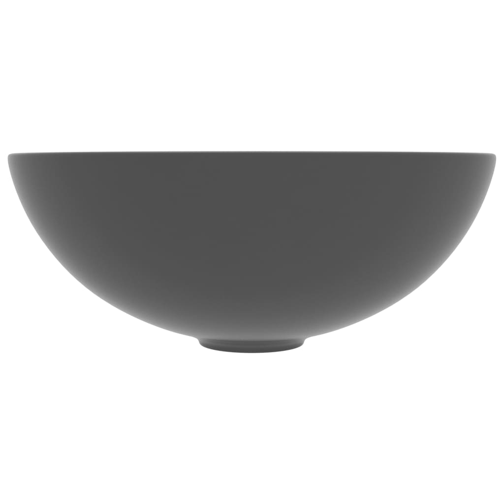 Bathroom sink, dark gray, ceramic, round