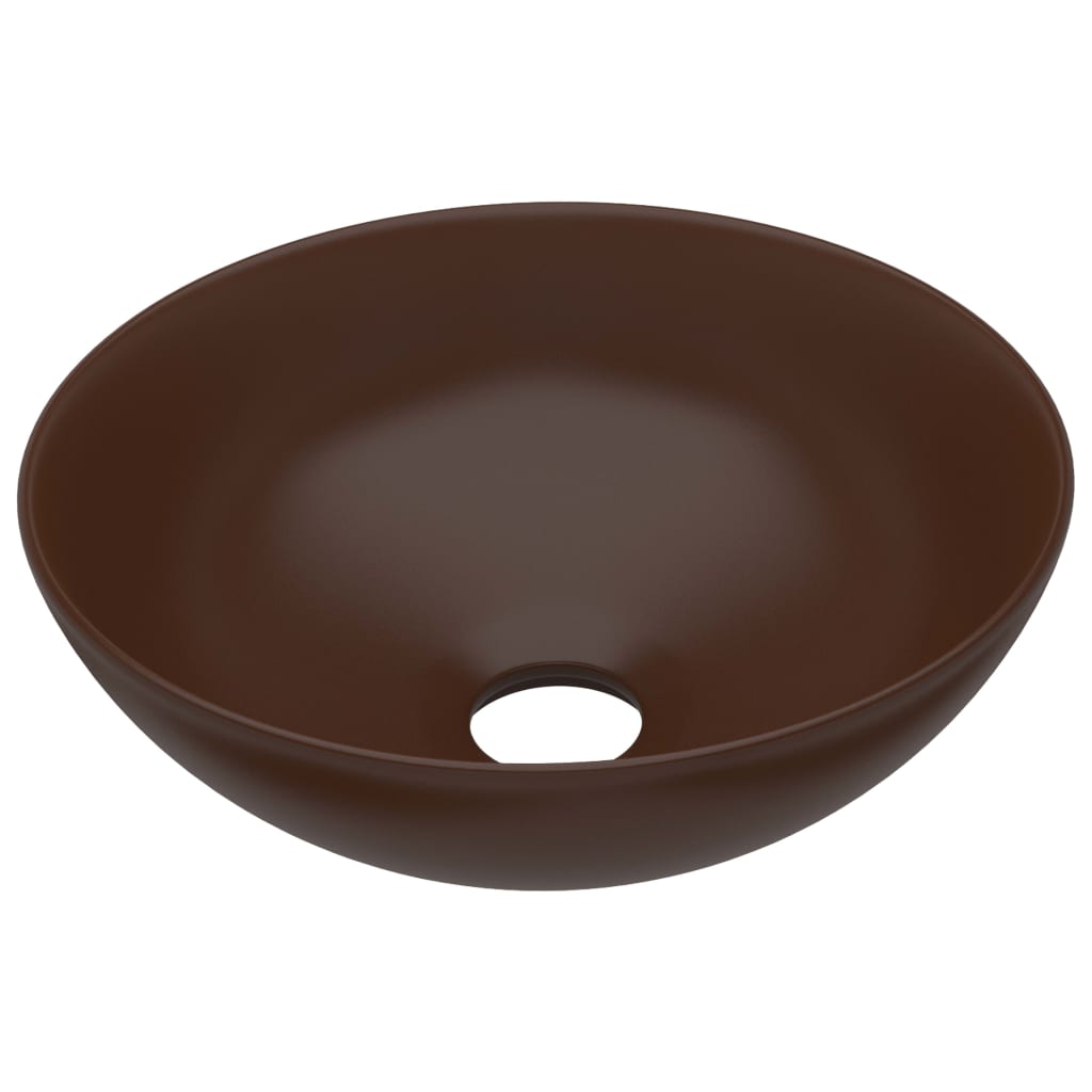 Bathroom sink, dark brown, ceramic, round