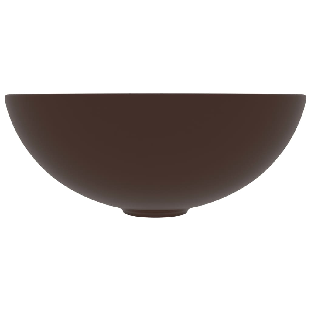 Bathroom sink, dark brown, ceramic, round