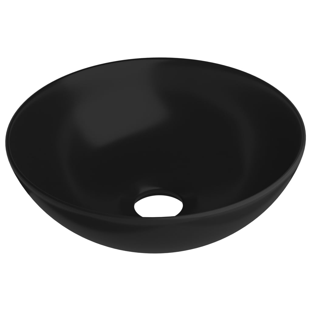 Bathroom sink, matte black, ceramic, round