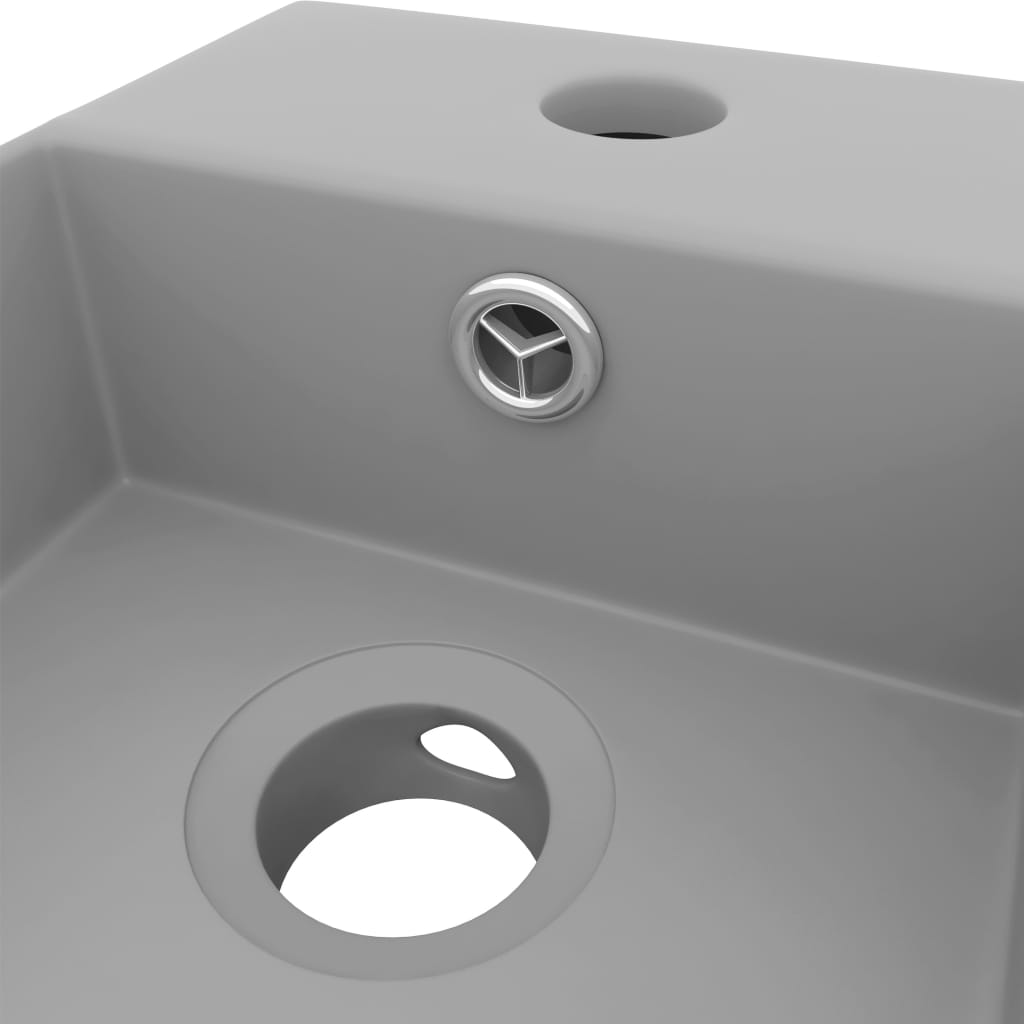 Bathroom sink with overflow, light gray, ceramic