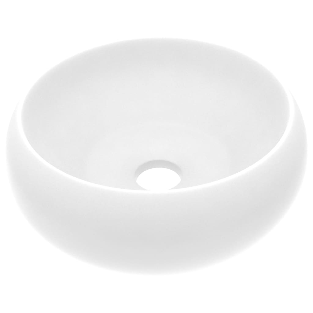 Luxury bathroom sink matt white 40x15 cm ceramic round