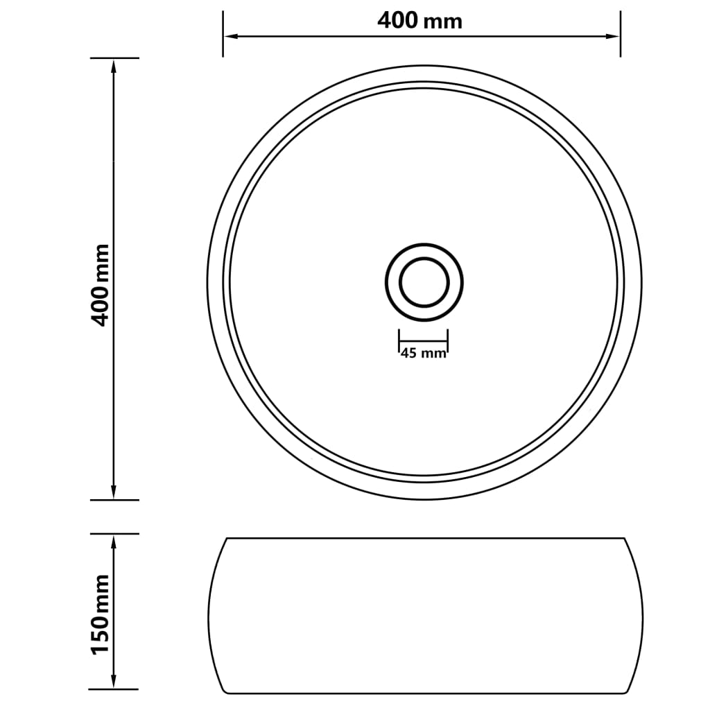 Chiuvetă de baie lux alb mat 40x15 cm ceramică rotund