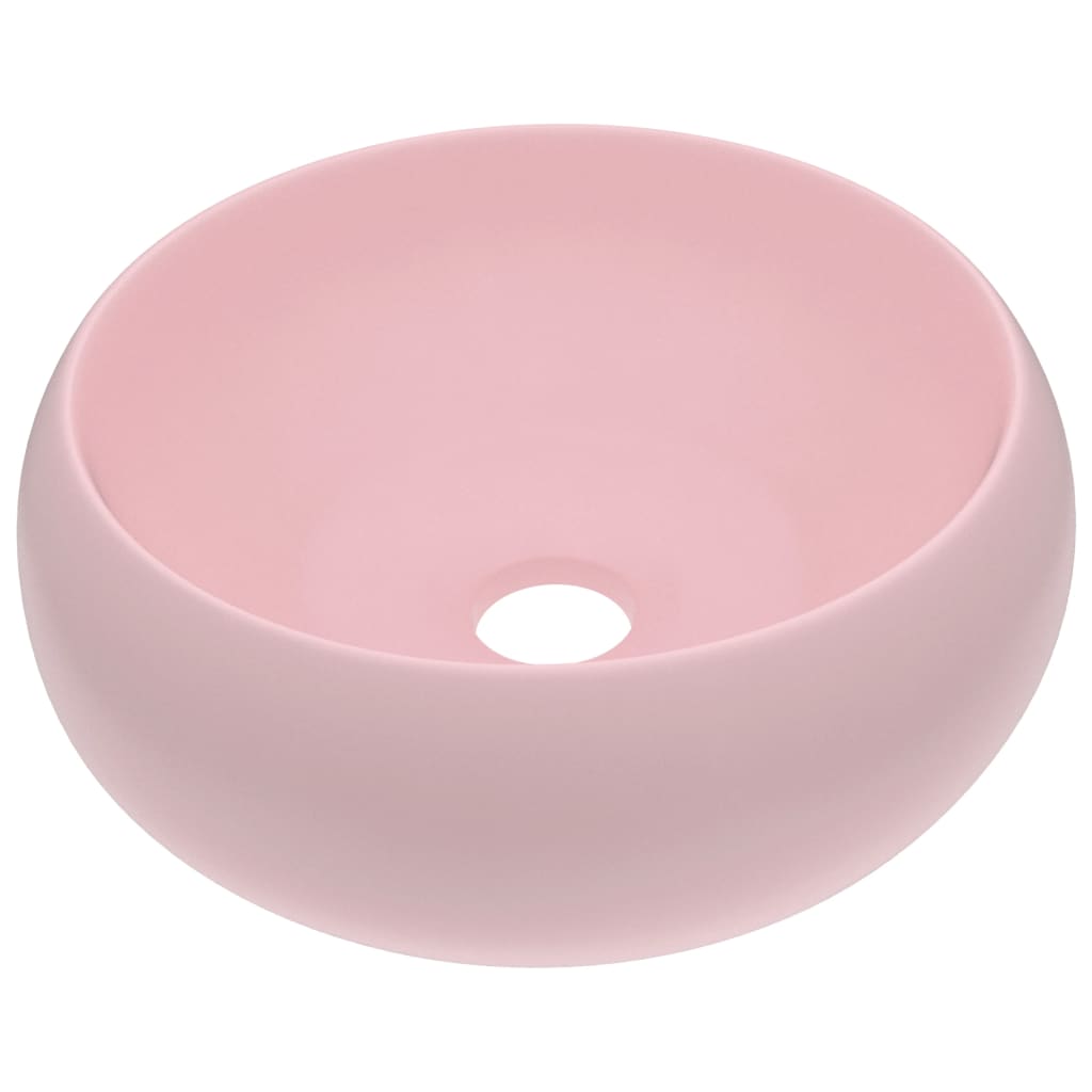 Luxury bathroom sink matte pink 40x15 cm ceramic round