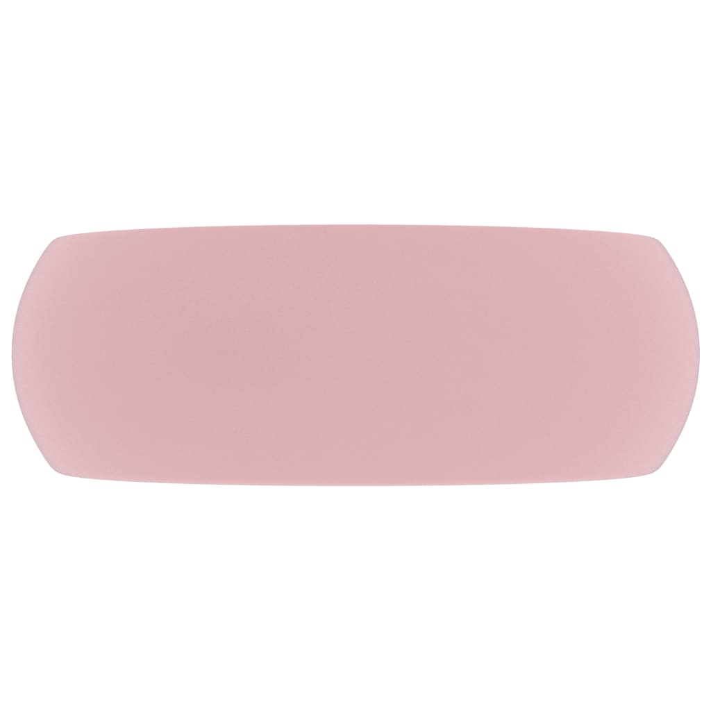 Luxury bathroom sink matte pink 40x15 cm ceramic round