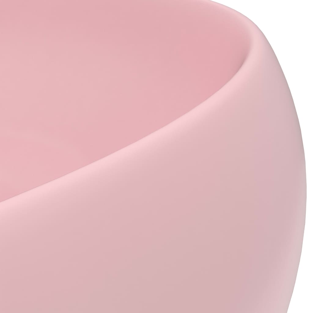 Luxury bathroom sink matte pink 40x15 cm ceramic round