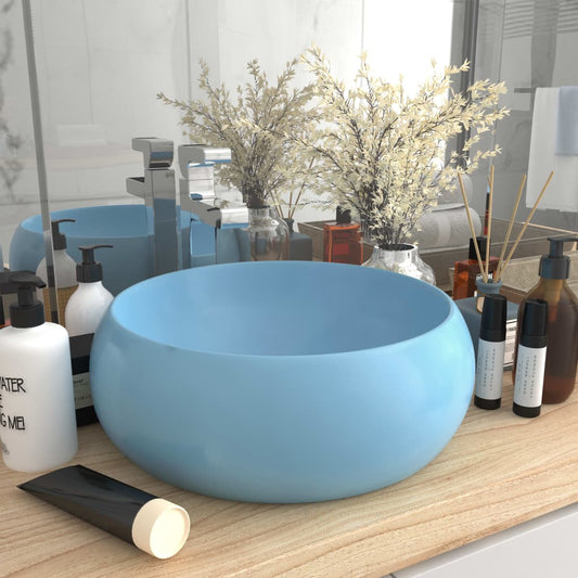 Luxury bathroom sink light blue matte 40x15 cm ceramic round