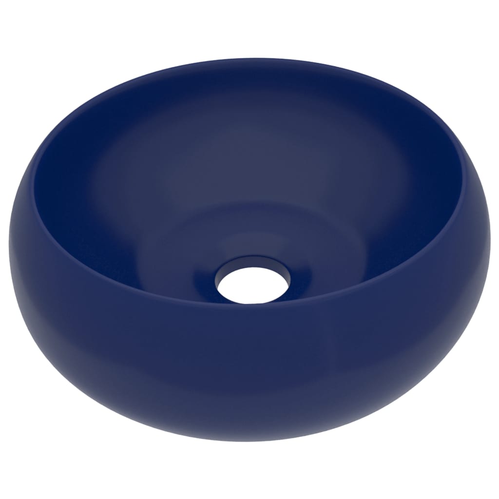 Luxury bathroom sink dark blue matte 40x15 cm ceramic round