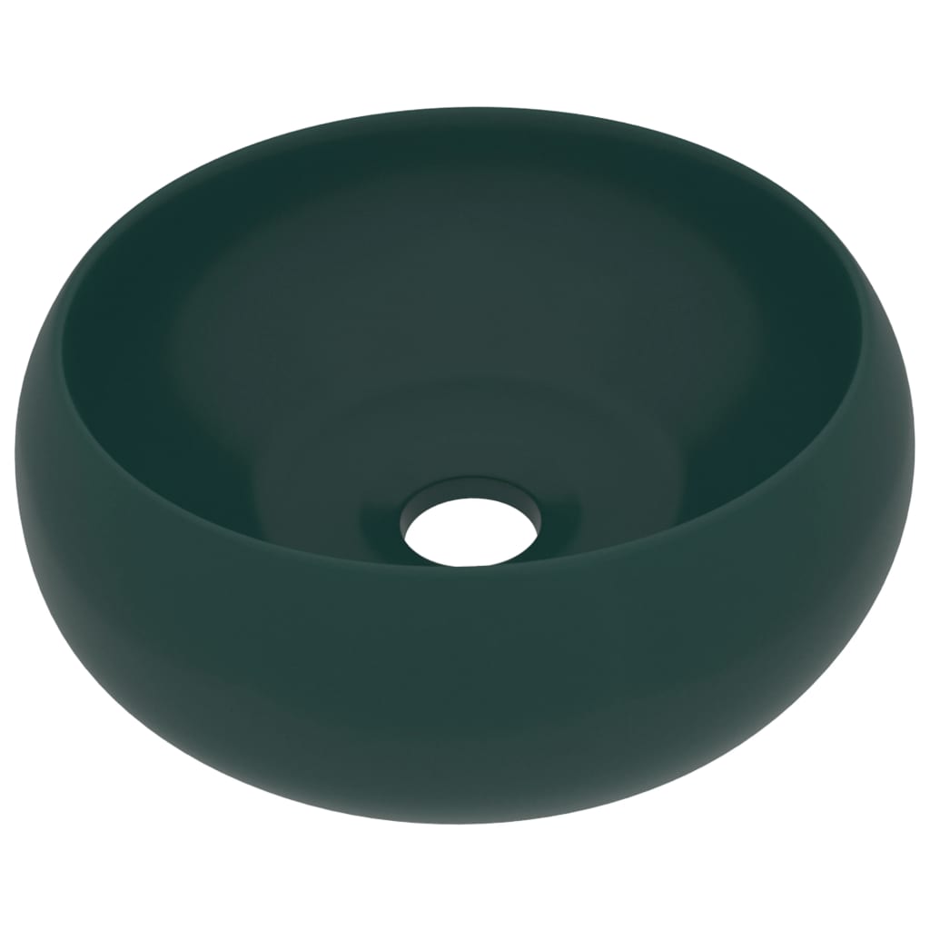 Luxury bathroom sink dark green matte 40x15 cm ceramic round