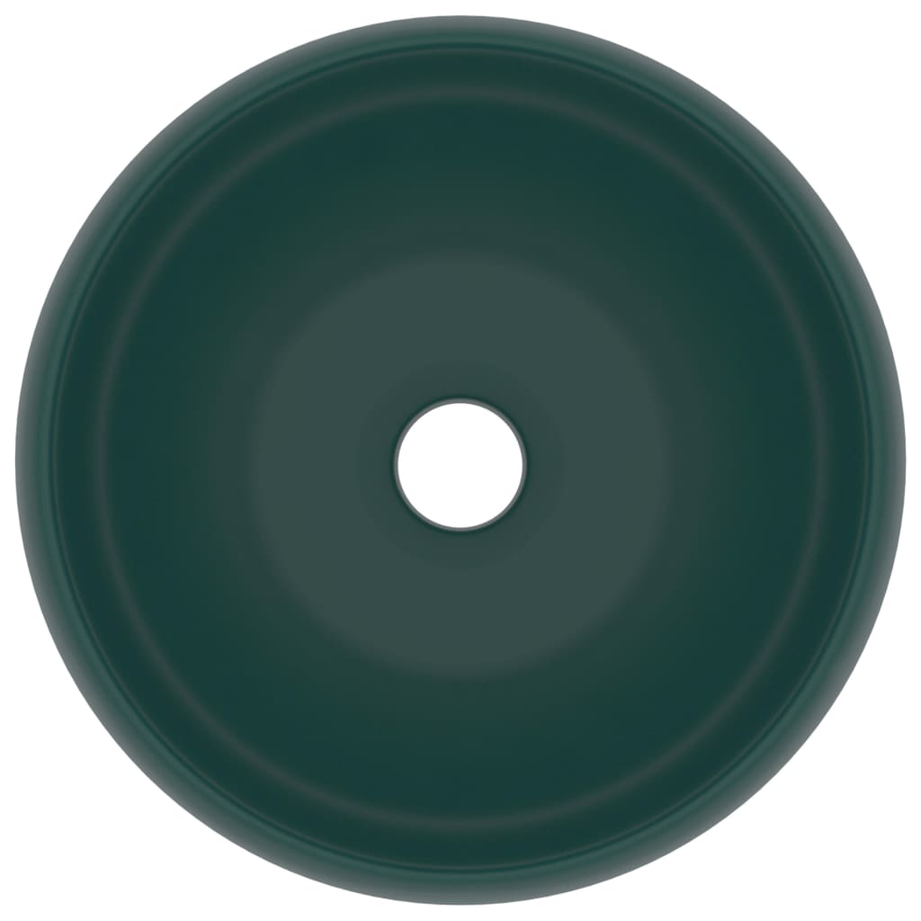 Luxury bathroom sink dark green matte 40x15 cm ceramic round