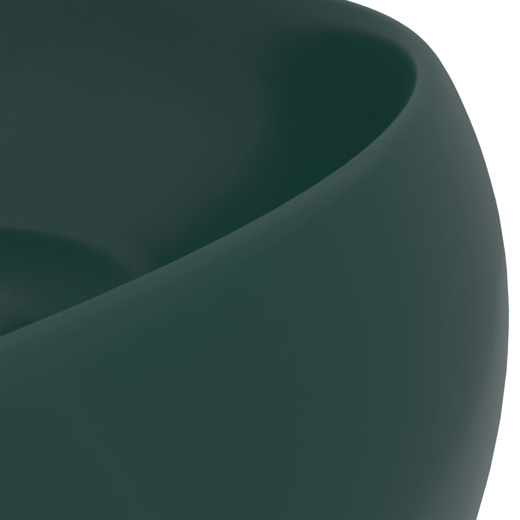 Luxury bathroom sink dark green matte 40x15 cm ceramic round