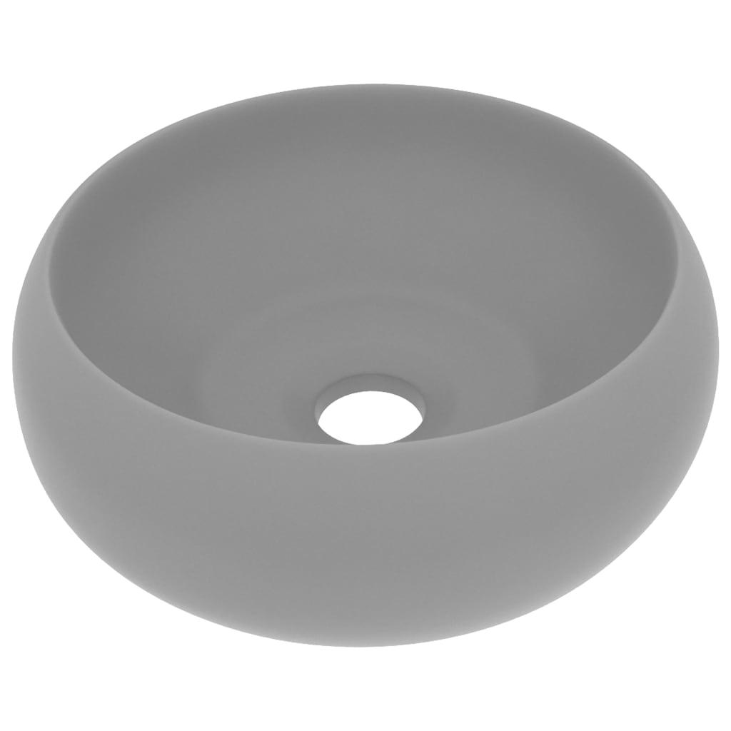 Luxury bathroom sink light gray matte 40x15 cm ceramic round