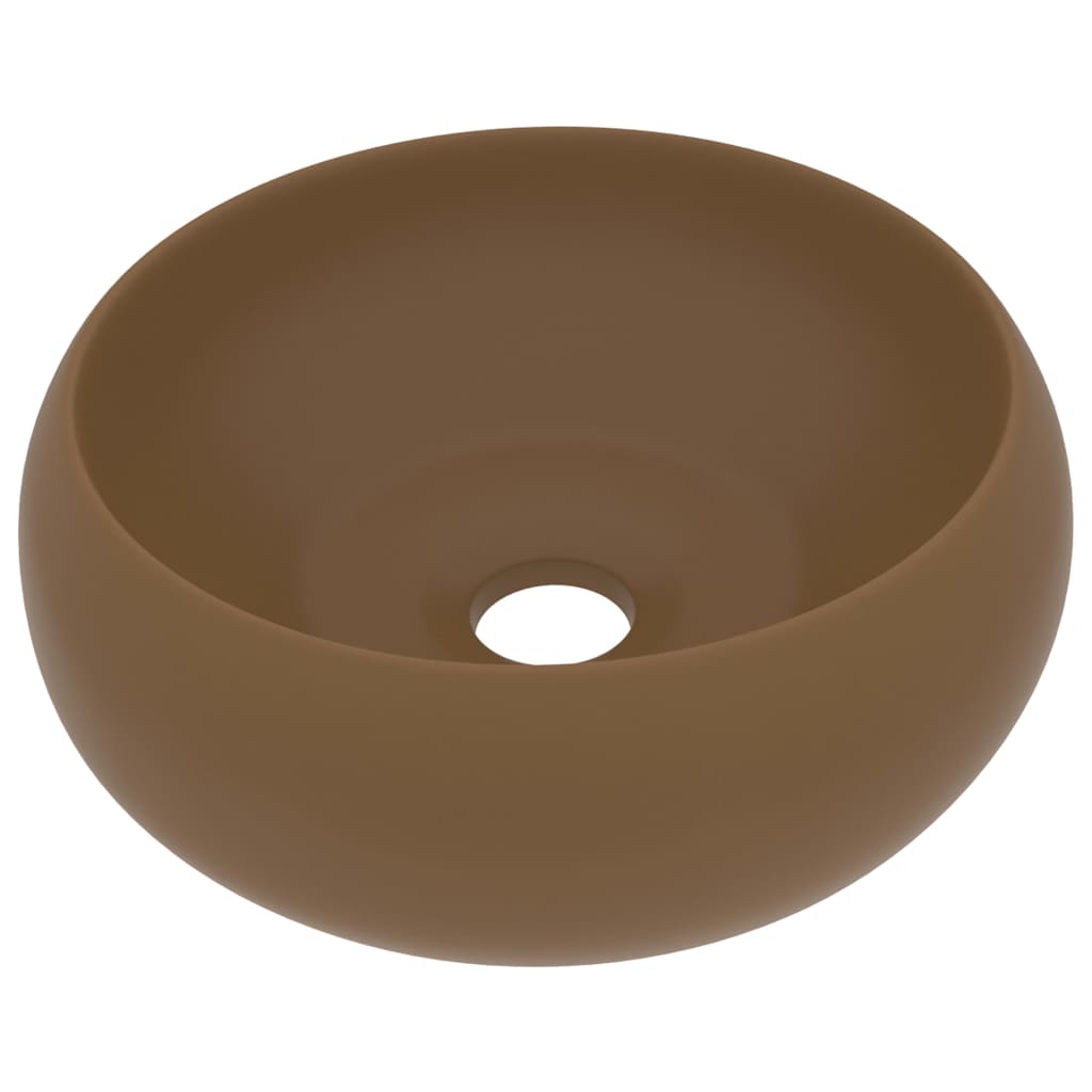 Luxury bathroom sink, matte cream, 40x15 cm, ceramic, round