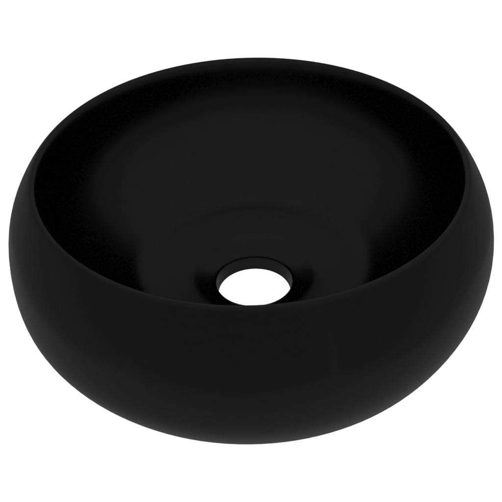 Luxury bathroom sink, matte black, 40x15 cm, ceramic, round