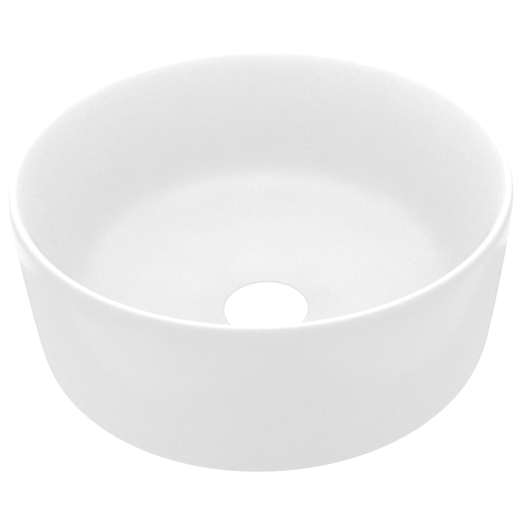 Luxury bathroom sink, matt white, 40 x 15 cm, ceramic, round