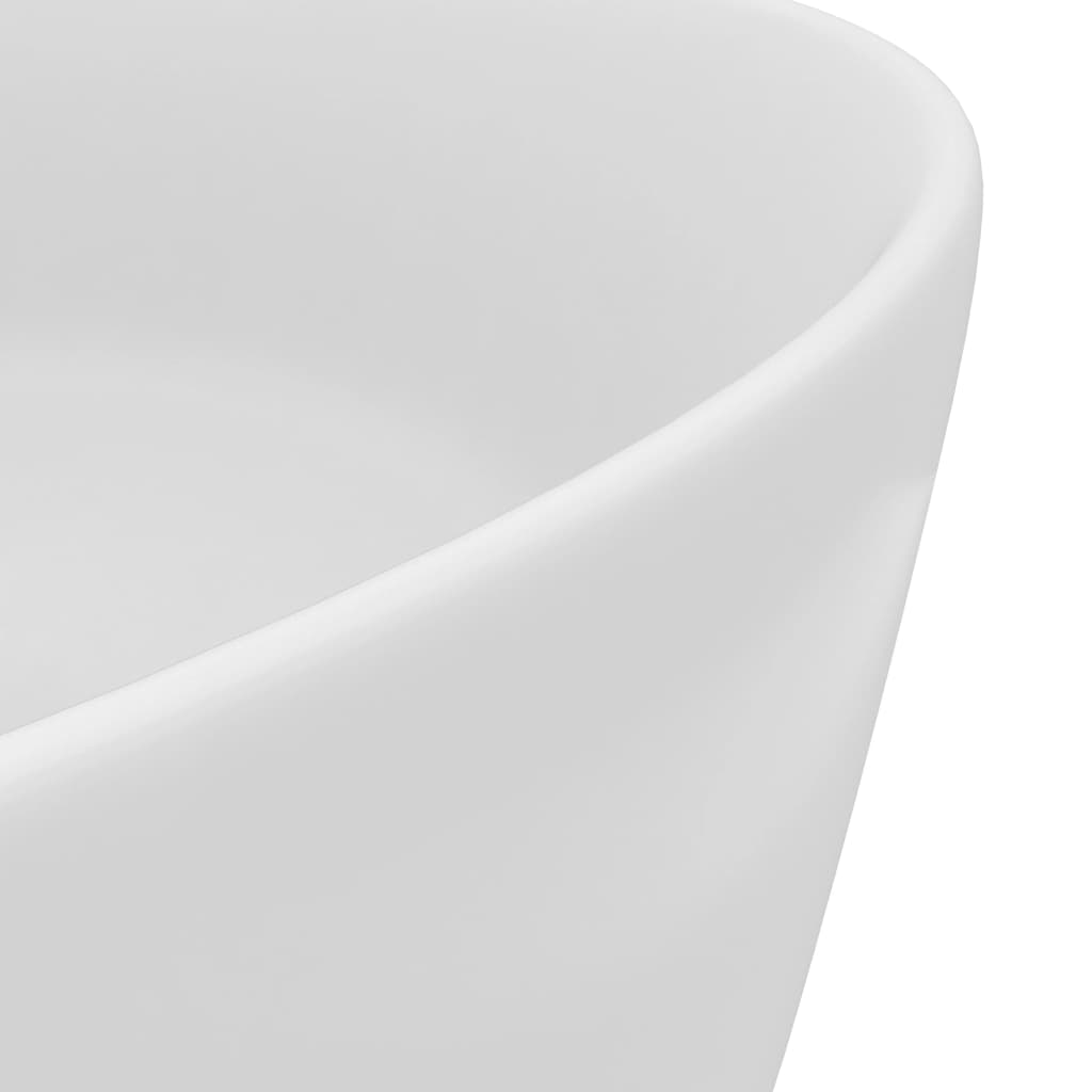 Luxury bathroom sink, matt white, 40 x 15 cm, ceramic, round