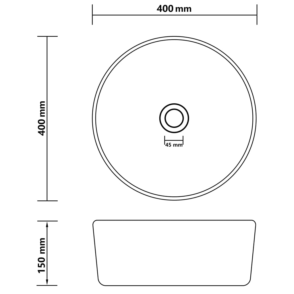 Luxury bathroom sink, matt white, 40 x 15 cm, ceramic, round