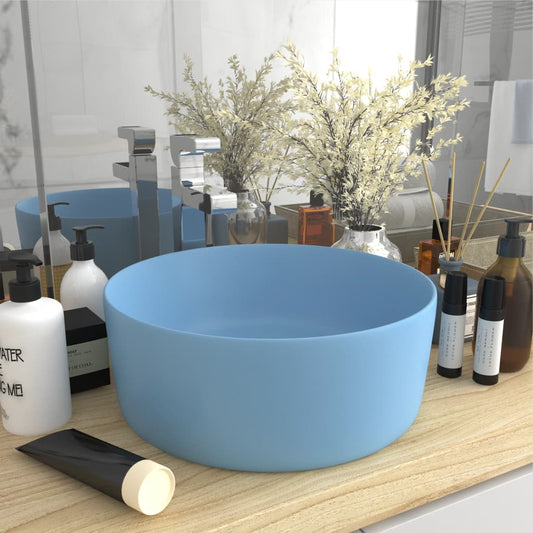 Luxury bathroom sink light blue matte 40x15 cm ceramic round