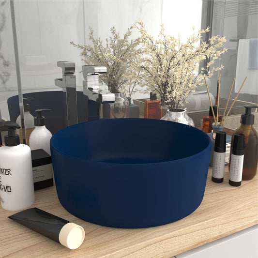 Luxury bathroom sink dark blue matte 40x15 cm ceramic round