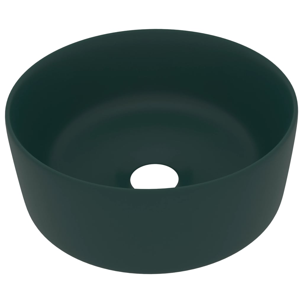 Luxury bathroom sink dark green matte 40x15 cm ceramic round