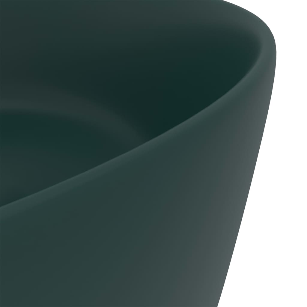 Luxury bathroom sink dark green matte 40x15 cm ceramic round