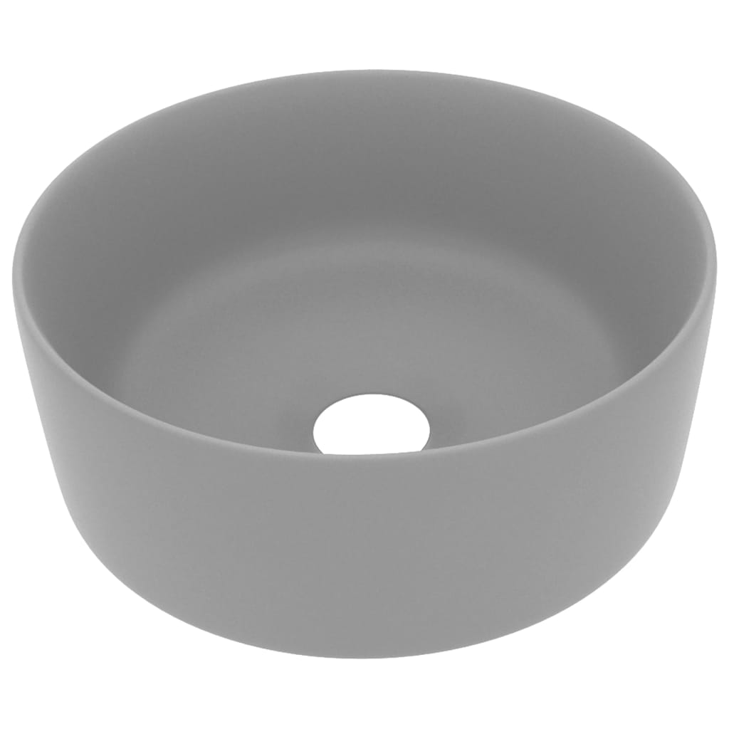 Luxury bathroom sink light gray matte 40x15 cm ceramic round