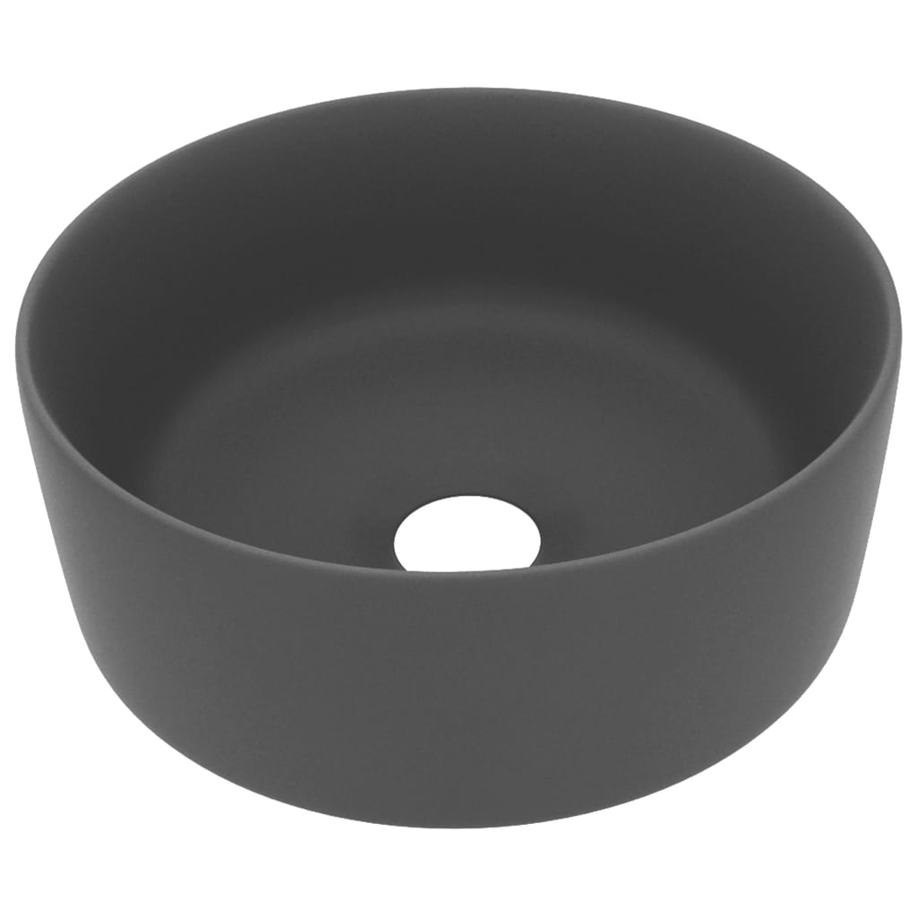 Luxury bathroom sink, dark grey matt, 40x15 cm, ceramic, round